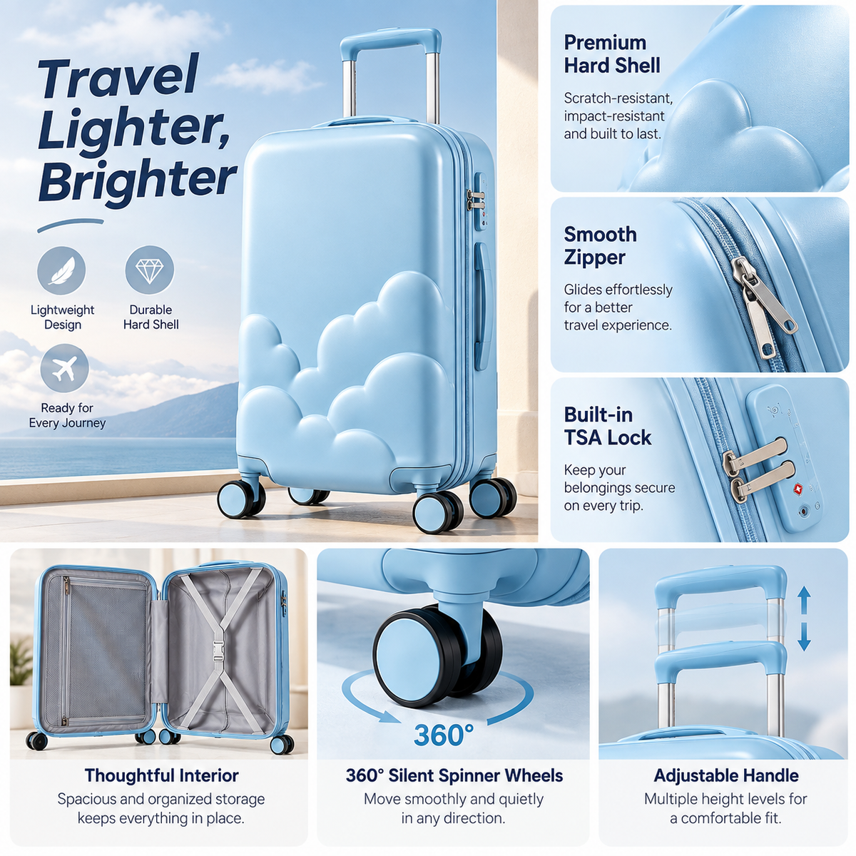 CloudBloom Sky Suitcase