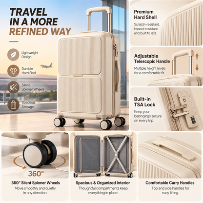 Ivory Dual Panel Suitcase
