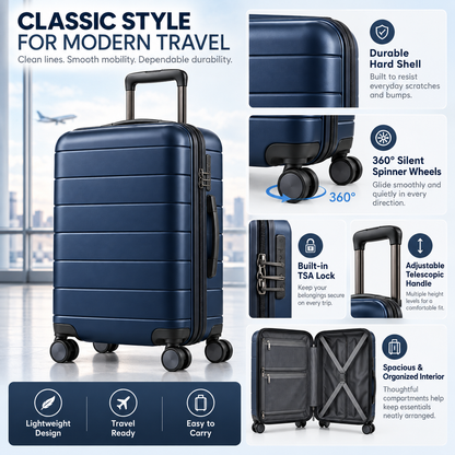 Harbor Navy Stripe Suitcase