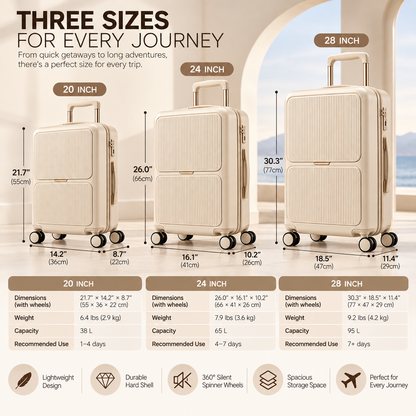 Ivory Dual Panel Suitcase