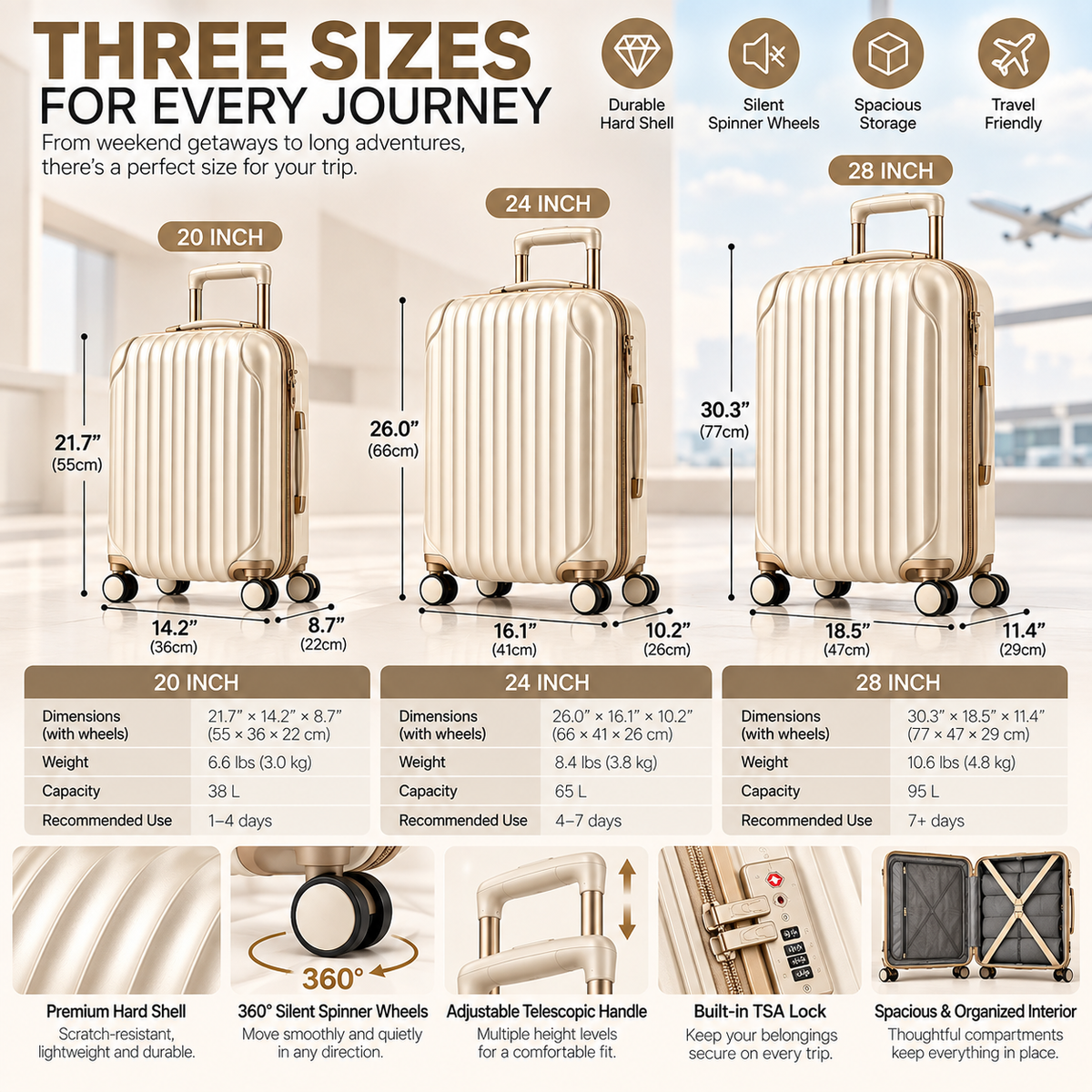 Aurora Rib Carry-On Suitcase